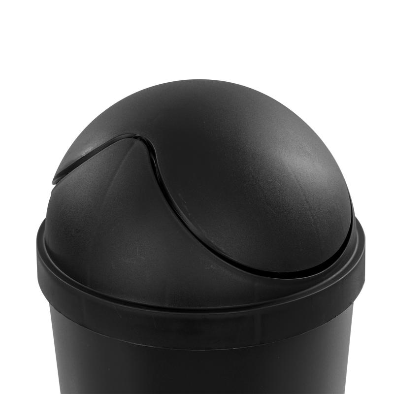 Sterilite 3 gal Plastic Round Swing Top Bathroom Trash Can, Black