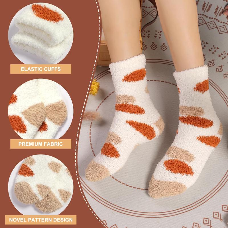 Plush Slipper Socks Women - Colorful Warm Fuzzy Crew Socks Cozy Soft for Winter Indoor