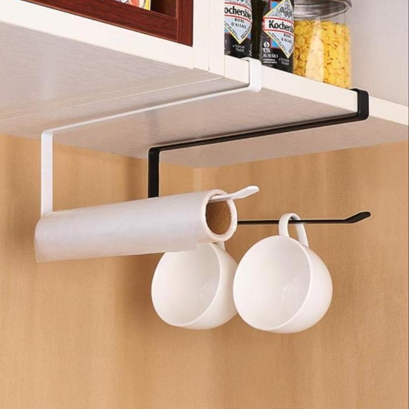 Kitchen Roll Holder, 1 Count Punch Free Cabinet Paper Towel Roll Holder, Kitchen Storage Rack for Home Office Dining Room Salon Dormitory Bathroom