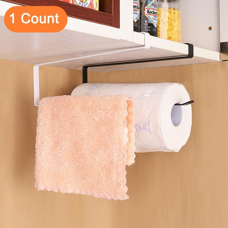 Kitchen Roll Holder, 1 Count Punch Free Cabinet Paper Towel Roll Holder, Kitchen Storage Rack for Home Office Dining Room Salon Dormitory Bathroom