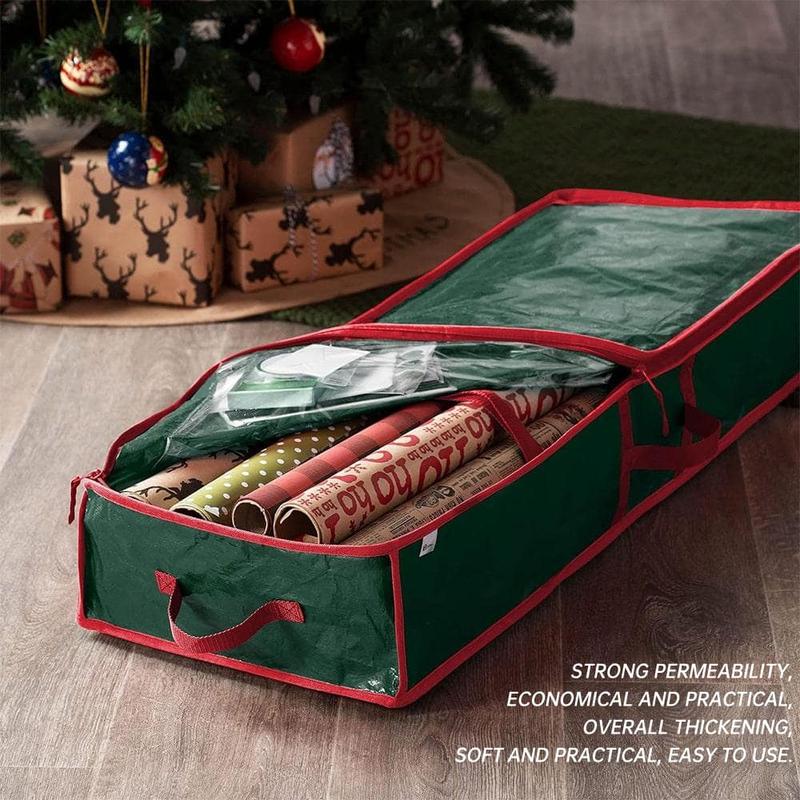 Wrapping Paper Storage Bag for Christmas Gifts Decoration, 1 Count Portable Large Capacity Storage Holder Container with Handle, 40 Inch Long Durable Space-saving Underbed Closet Organizer for Bedroom