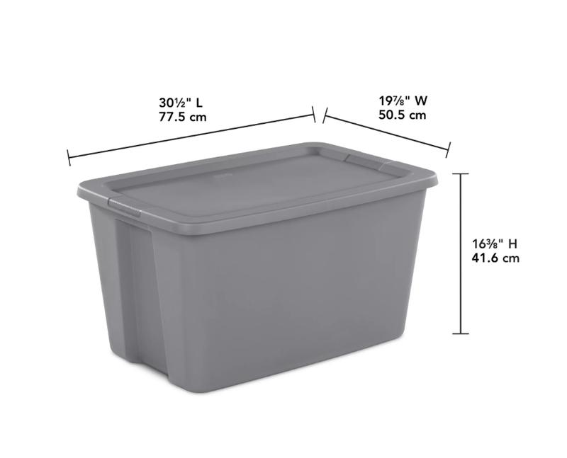 Gray 30 Gallon Plastic Tote Box for Household Storage