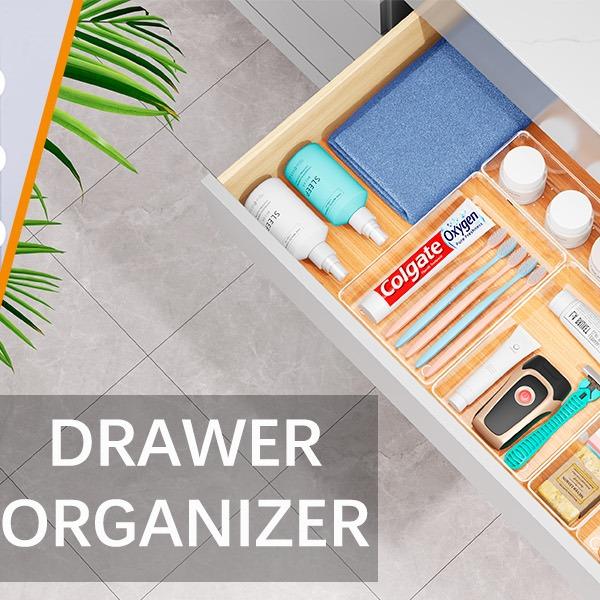 80Pcs Drawer Organizers Set, 4 Sizes Clear Plastic Drawer Organizers and Storage Bins for Kitchen Bathroom Office Dresser Desk Drawer Organizer Tray