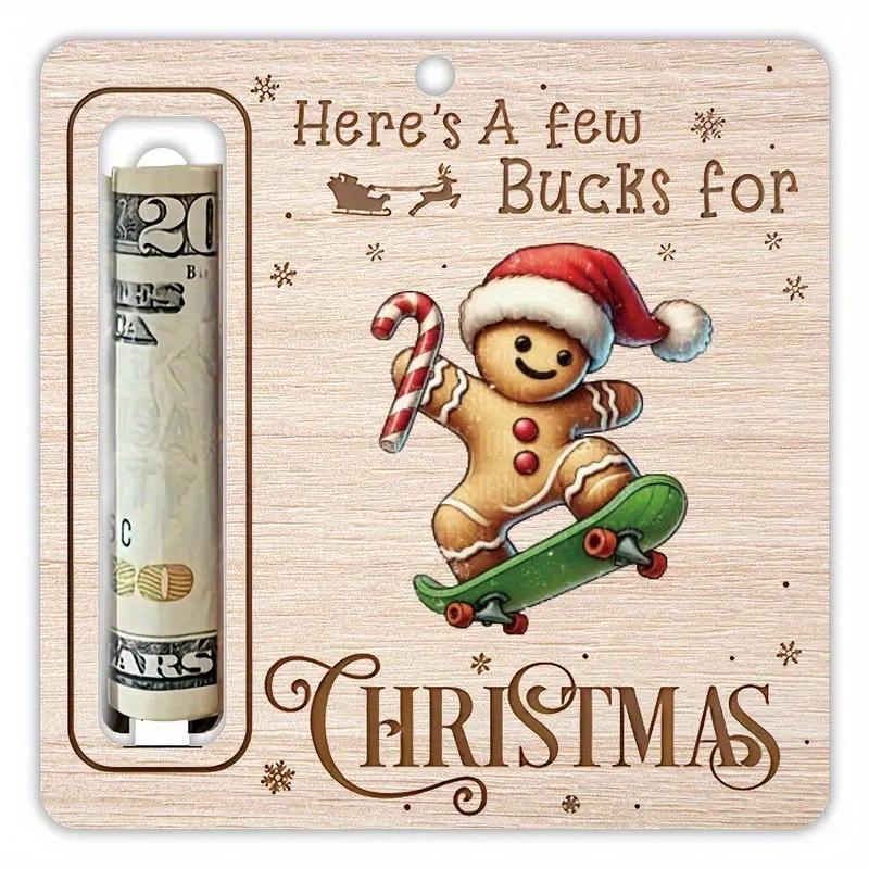 Gingerbread Man Design Wooden Money Holder Ornament, 1 Count Creative Christmas Money Clip without Money, Christmas Tree Ornaments