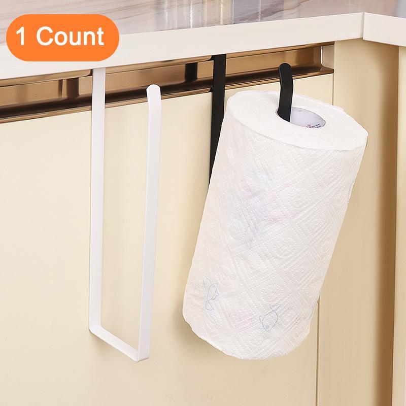 Kitchen Roll Holder, 1 Count Punch Free Cabinet Paper Towel Roll Holder, Kitchen Storage Rack for Home Office Dining Room Salon Dormitory Bathroom