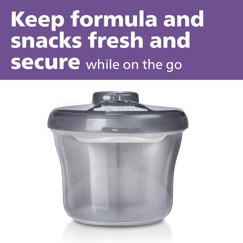 Powder Formula Dispenser and Snack Cup, Grey, BPA Free Dispenser Is Dishwasher Safe, Microwavable and Suitable for Sterilizing