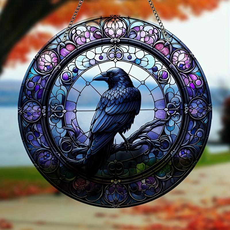 Bird Design Hanging Decor, 1 Count Round Acrylic Window Hanging Decor, Wall Decor for Home Room, Gift for Friend