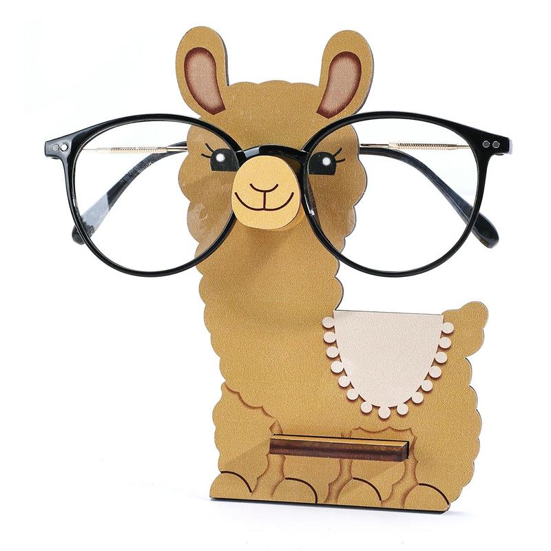 Wooden Alpaca Shaped Eyeglasses Holder, 1 Count Cute Animal Shaped Eyeglasses Display Rack, Home Organizer for Living Room Bedroom Office