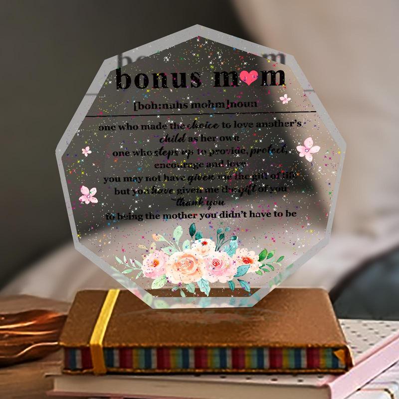 Transparent Nonagon Acrylic Plaque, Modern Sweet Desktop Ornament, Birthday Gift for Mom, to My Love Gift for Mom, Best Heartwarming Gift for Mom, Home Decor, Gifts for Women, Summer for Gifts