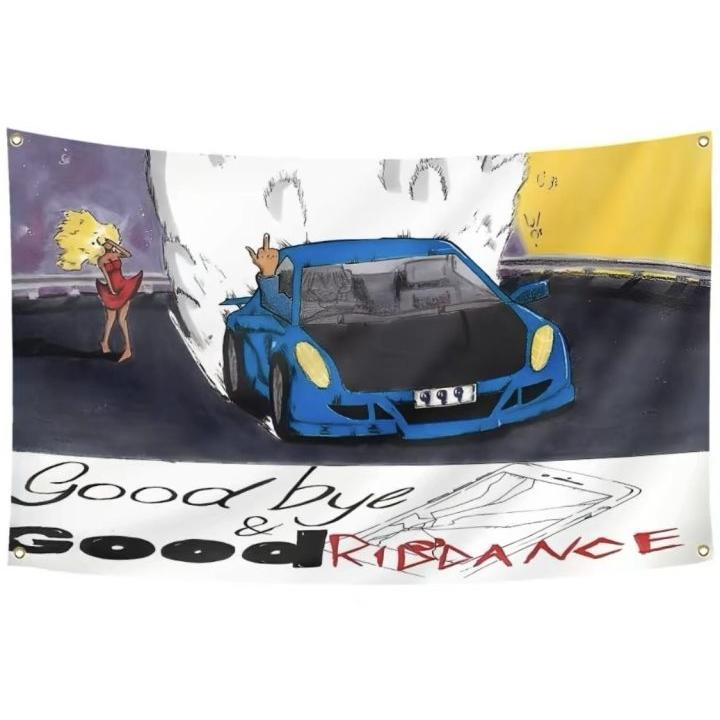 Juic Rapper Flag Wrld Goodbye and Good Riddance flag tapestry 40x60in double sided with College Dorm Tapestry College Dorm Living Room Party Decorations, Black