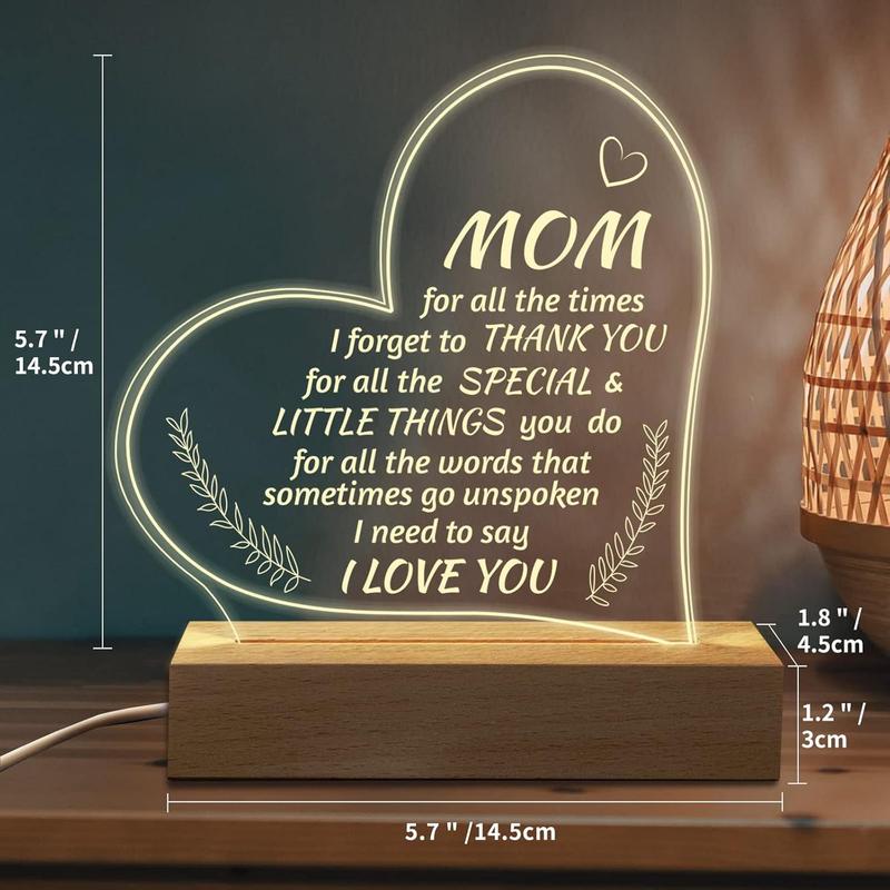 Mom Birthday Gifts, Acrylic Engraved 15 * 19CM Presents, Mothers Day Christmas Gifts for Mom from Daughter Son