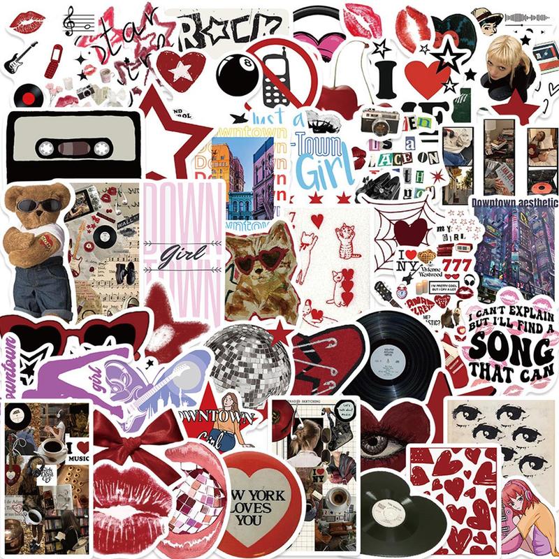 Y2K Girls Themed Sticker, 50pcs set Waterproof Self Adhesive Decor Paper, Decor Sticker for Gift Greeting Card Water Bottle Laptop Phone