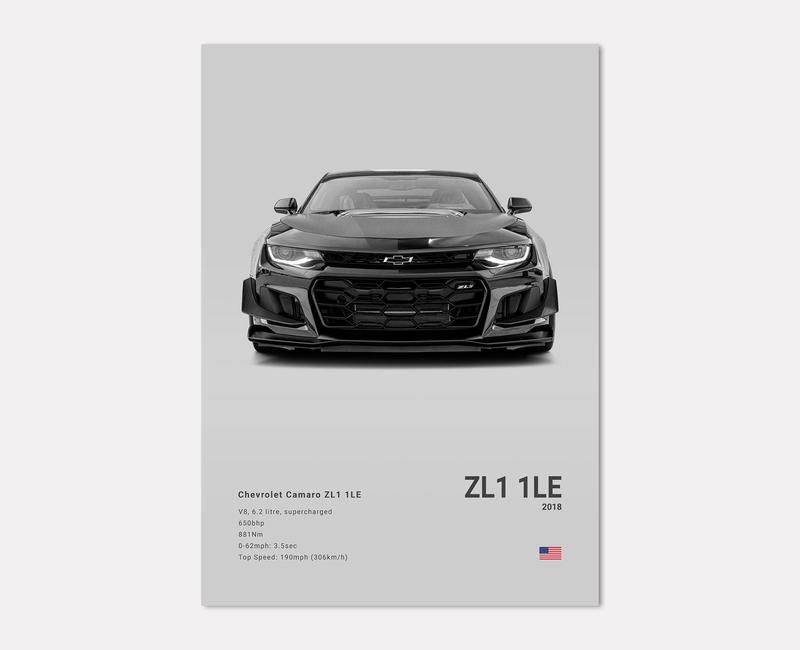 Chevrolet Camaro ZL1 1LE Poster No Framed Prints, Gifts For Men, Vintage Cars Posters, Car Lovers Gifts, Car Wall Art Room Decor