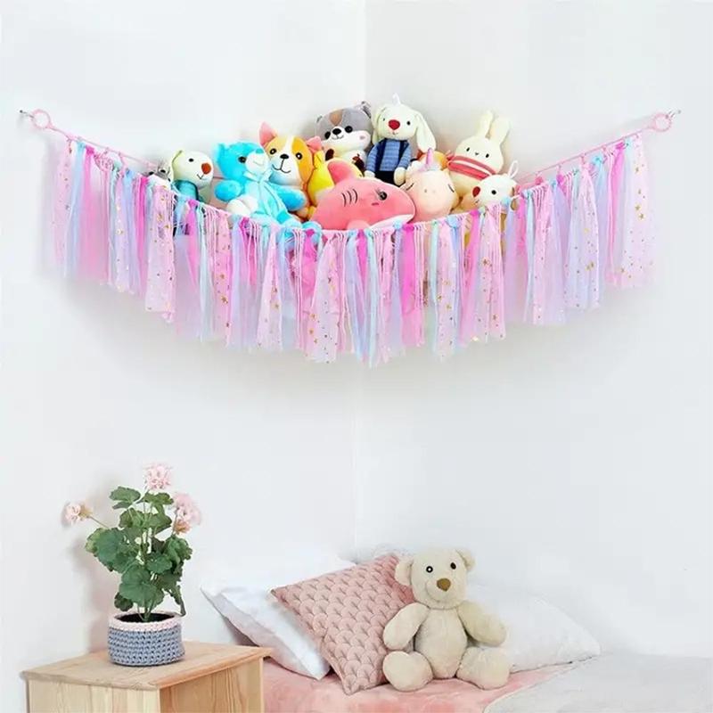 Toy Hammock, Stuffed Animal Toy Storage Rack with LED Light, Hangable Creative Plush Toys Storage Rack, Teddy Bear Storage Organizer for Kids Room, Home Decor, Bedroom Decor, Halloween Gifts, Gifts for Girlfriend, Halloween Accessories