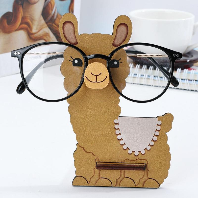 Wooden Alpaca Shaped Eyeglasses Holder, 1 Count Cute Animal Shaped Eyeglasses Display Rack, Home Organizer for Living Room Bedroom Office