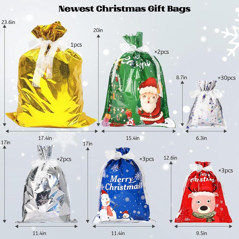 Christmas Gift Bags-41 PCS For Holiday Gift Assorted Sizes Bulk (Large Medium Small)