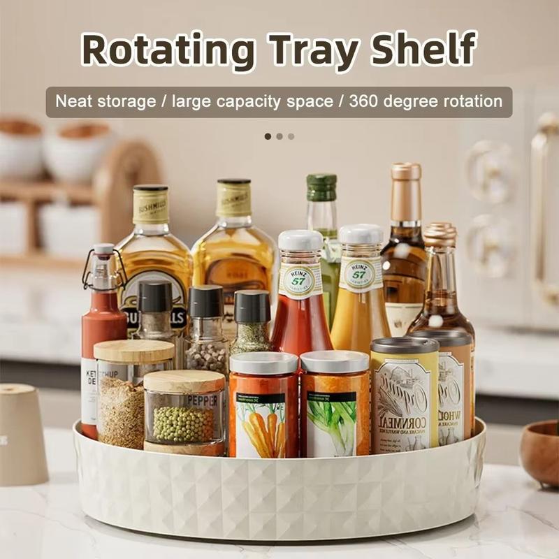 Condiment Bottle Storage Tray,1 Count Multifunctional 360°Rotating Storage Rack,Kitchen Organizer for Cabinets Storage Rooms Fridges