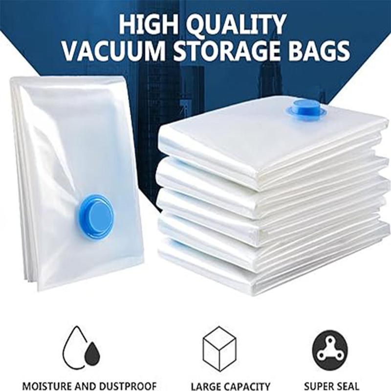 Vacuum Storage Bags with Hand Pump, Multiple Sizes Plastic Packaging Bags, 80% Space Saver Vacuum Seal Bags for Clothing, Travel Lugggage, Blankets, Comforters