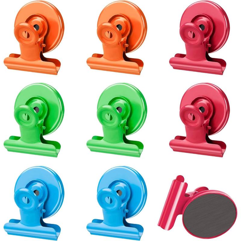 8 Pack Magnet Clips, Strong Fridge Magnets Clips, Heavy Duty Refrigerator Magnets, Clip Magnets for Classroom, Whiteboard, Office, Photo, Magnetic Clips Locker Decorations