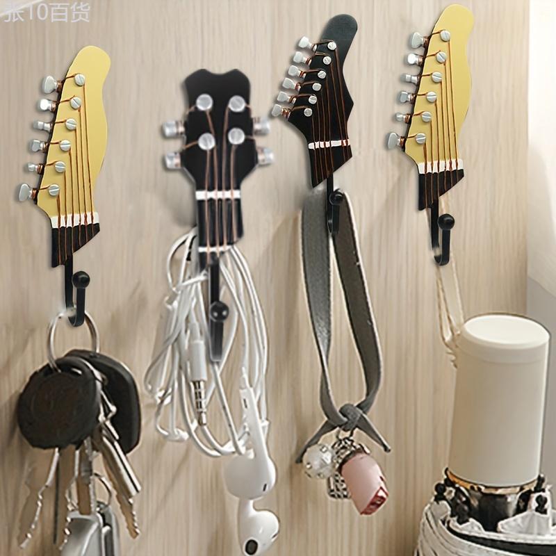 3pcs Set, Guitar Headstock Shaped Wall Hooks, Decorative Hooks For Key, Towel, Clothes, Hat, Entryway, Bathroom, Kitchen Organiser