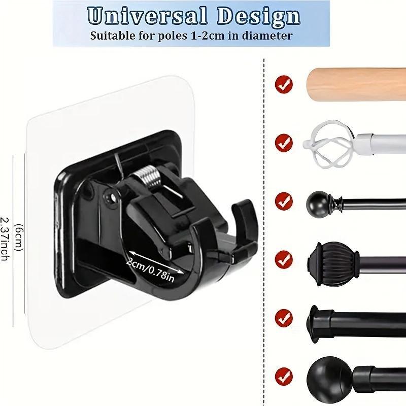 Punch-free Curtain Rod Bracket, 1 Set Self-adhesive Curtain Rod Holder, Towel Rod Fixing Clip, Curtain Accessories