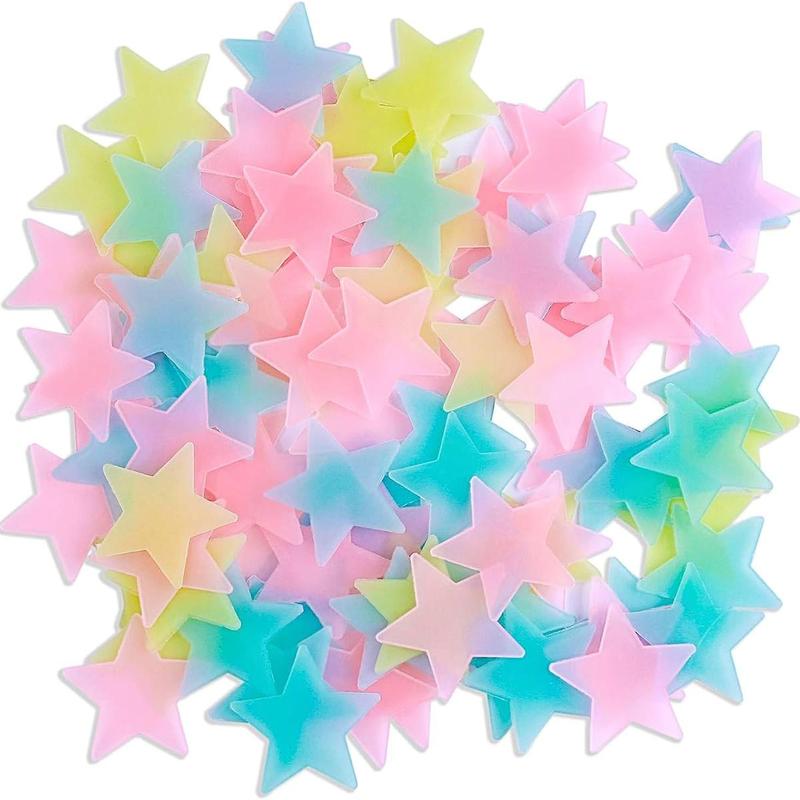 Star Shaped Sticker, 100pcs Glow in The Dark Sticker Room Decor, Waterproof Self Adhesive Wall Decal, Decorative Sticker for Home Bedroom Living Room