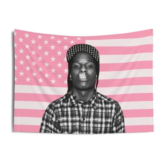 Asap Rock FREE TRACKED shipping pink American Flag Wall Tapestry  Wall decor rapper 