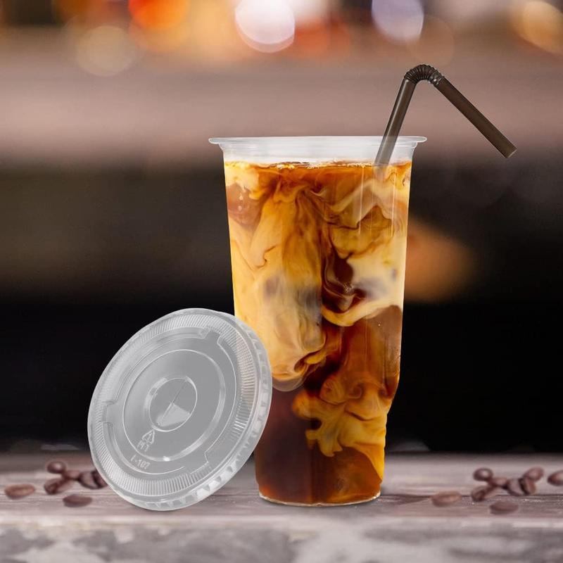 32oz Plastic Cups with Lids, 40 Count Disposable Clear Cups for Dessert,Ice Cream,Cold Drinks as Iced Coffee,Ice Soda