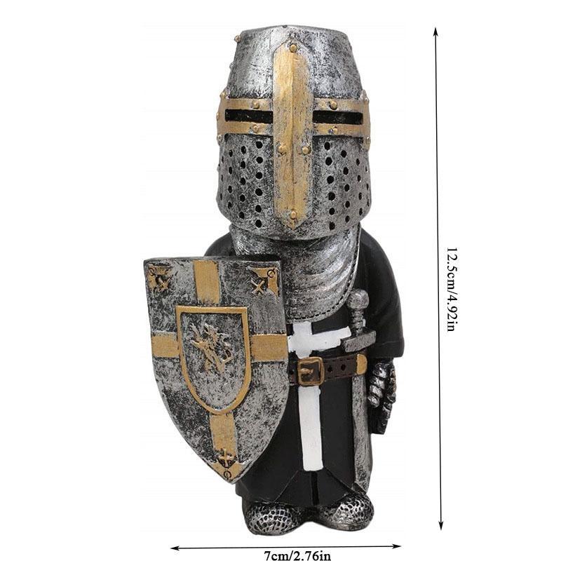 Medieval Guard Knight Design Resin Ornament, 1 Count Creative Knight Themed Resin Statue, Desktop Decoration for Office Home