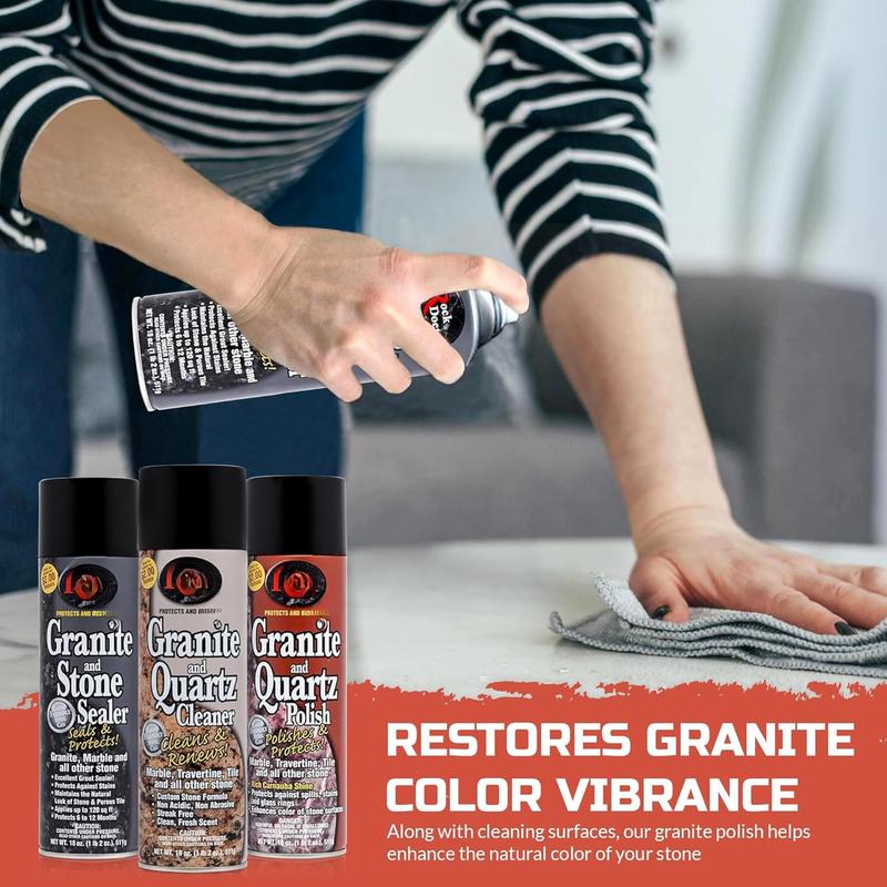 Granite & Quartz Care Kit, 3 count Maintenance Stone Care Combo Kit  Cleans & Renews Marble, Travertine, Tile and All Other Stone, Fresh, Pack of 3, 54.0 Ounce