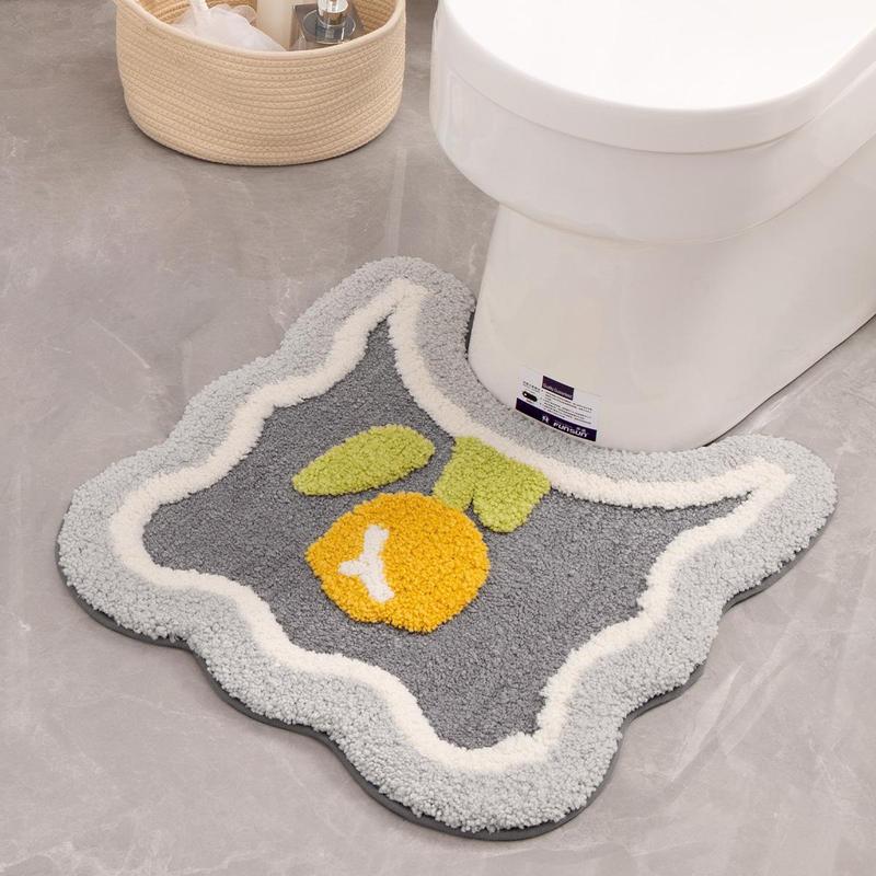 Flower Pattern Bathroom Mat, 3 Counts set Irregular Shape Non-slip Bathroom Floor Carpet, Water Absorbent Bath Mat for Home Bathroom