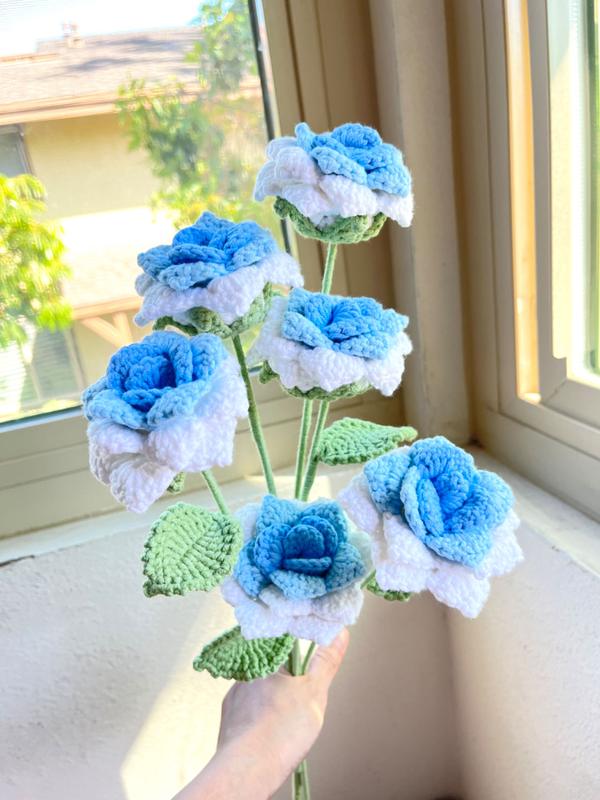 3 pieces crochet bouquet+crochet flower handmade flower+forever flower+birthday gift+creative gift+christmas Gift+ Housewarming Present+graduation gift+beautiful flower+Bridal Shower Gesture + Marriage Proposal Gift+ Gift for Friends and Family Rose Rose