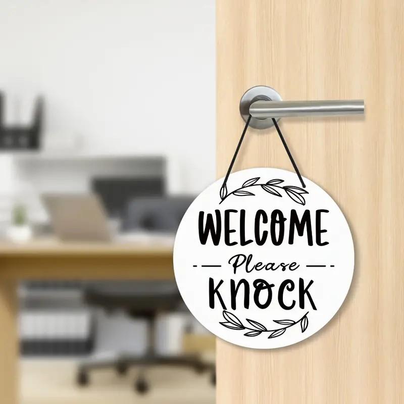 Putuo Decor 1 count Round PVC Reversible Double Sided Sign, In Session Welcome Please Konck Please Do Not Disturb, Hanging Plaque for Home Farmhouse Office Clinic Meeting Room, 9 X 9 Inches Gifts