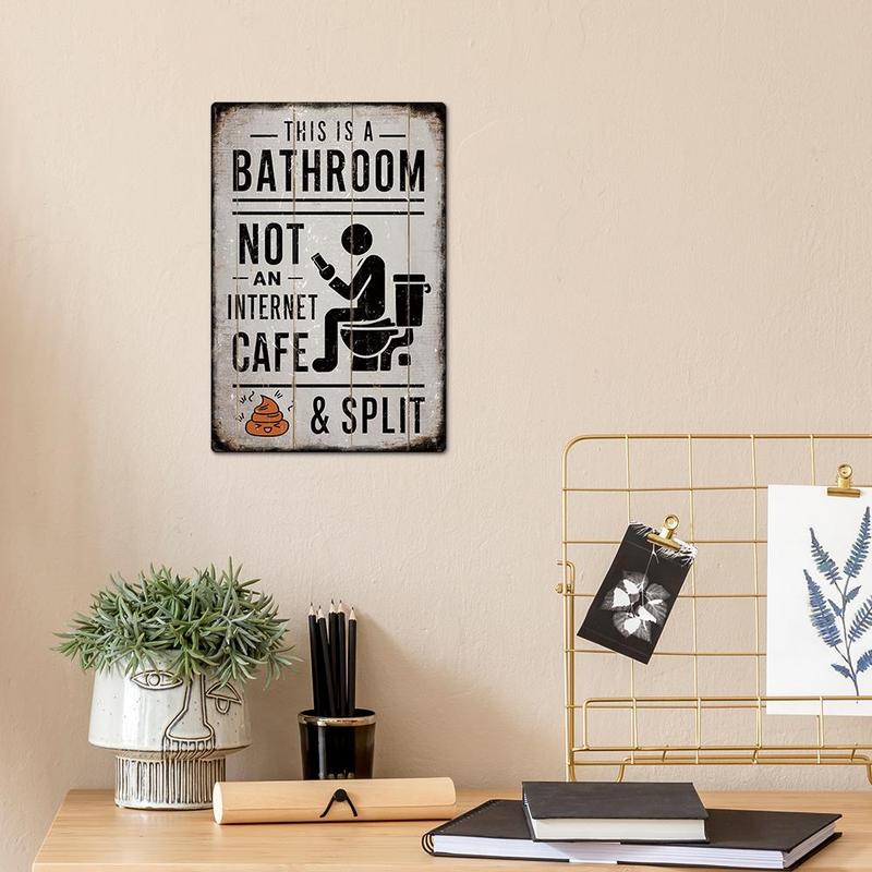 Vintage Tin Sign, This Is a Bathroom Not an Internet Cafe & Split Sign, Wall Art Decor for Home Farmhouse Washroom Bathroom Toilet