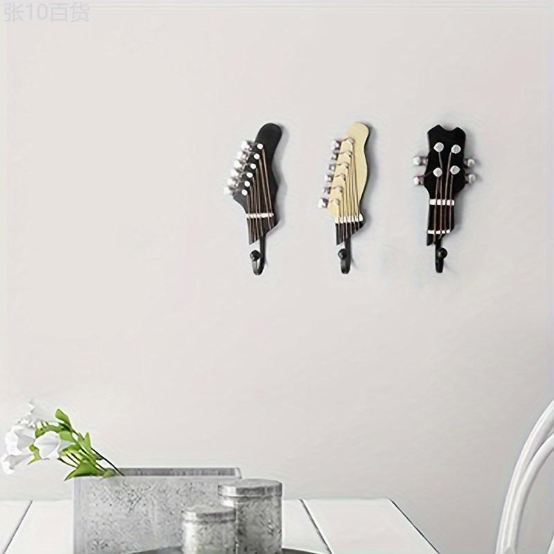 3pcs Set, Guitar Headstock Shaped Wall Hooks, Decorative Hooks For Key, Towel, Clothes, Hat, Entryway, Bathroom, Kitchen Organiser