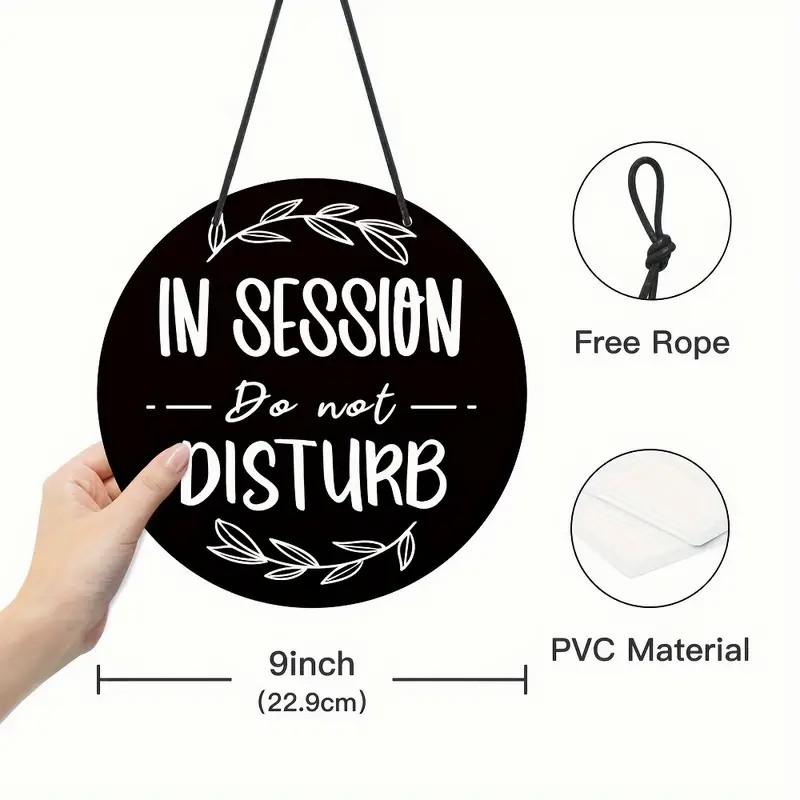 Putuo Decor 1 count Round PVC Reversible Double Sided Sign, In Session Welcome Please Konck Please Do Not Disturb, Hanging Plaque for Home Farmhouse Office Clinic Meeting Room, 9 X 9 Inches Gifts