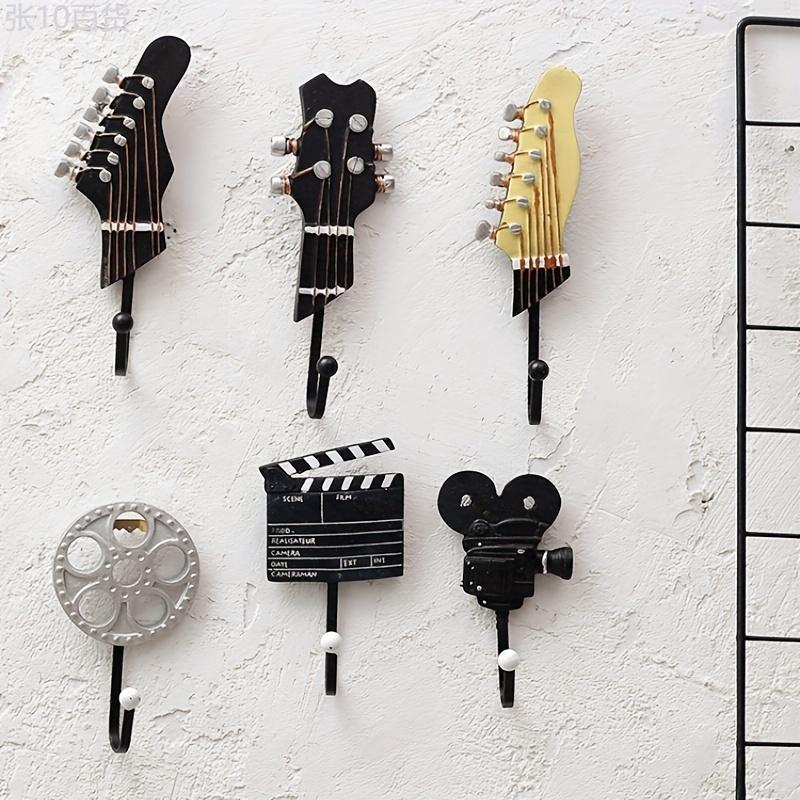 3pcs Set, Guitar Headstock Shaped Wall Hooks, Decorative Hooks For Key, Towel, Clothes, Hat, Entryway, Bathroom, Kitchen Organiser