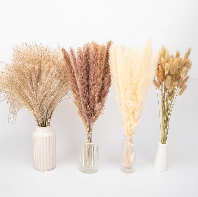 100 PCS Boho Pampas Grass, Naturally Dried Pampas, Pampas Grass Decor For Wedding , Boho Party Decorations, Nature Fruit Ornaments Decorative Plants