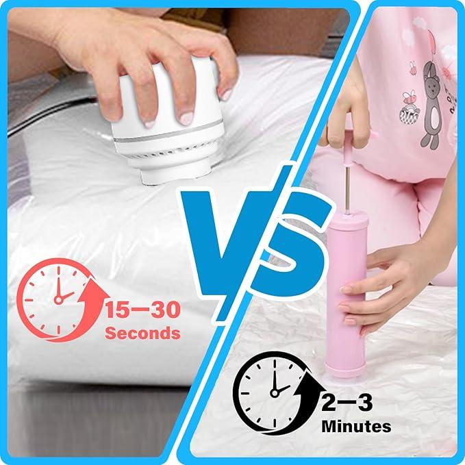 Vacuum Storage Bags with Hand Pump, Multiple Sizes Plastic Packaging Bags, 80% Space Saver Vacuum Seal Bags for Clothing, Travel Lugggage, Blankets, Comforters