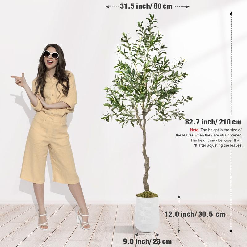 Artificial Olive Tree, 7ft 6ft 5ft, Indoor Simulation Plant - Realistic Large Simulation Potted Tree with 968 Leaves and 46 Fruits - Large Silk Tree for Home Office, Bedroom and Living Room, Christmas Decoration Ornaments