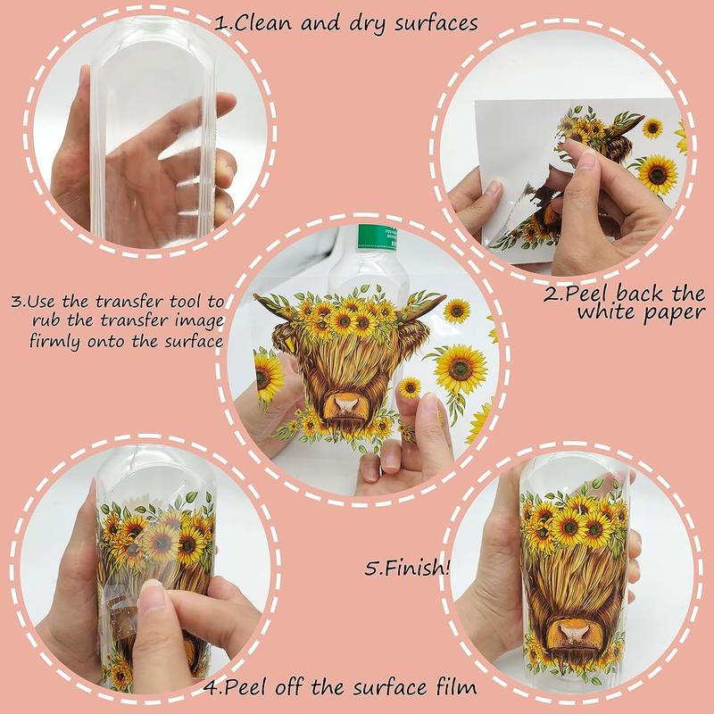 Mother Life is Best Themed Sticker (5pcs set), Mother Floral UV DTF Cup Wraps Transfer Stickers, Waterproof High Quality Diy Crystal Stickers For 16 OZ Libbey Cup Bottle, Mother's Day Gift