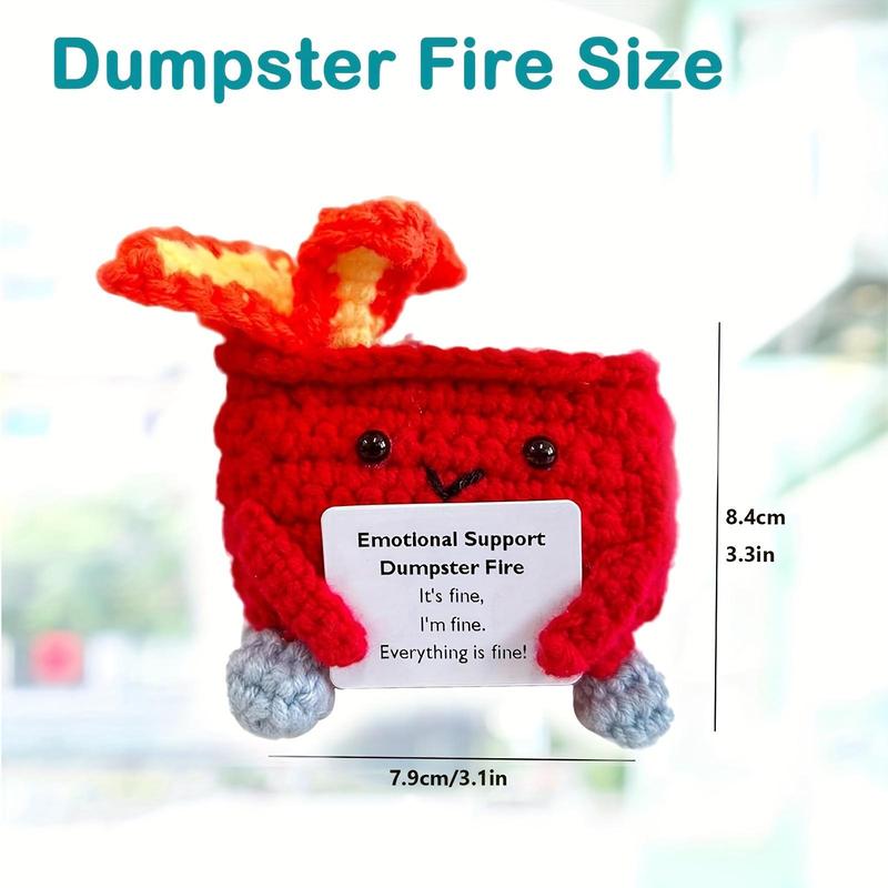 Emotional Support Dumpster Fire, 1 Count Handmade Crochet Knitted Dumpster Fire Toy, Soft Wool Knitting Fire Toy, Desk Home Decor, Christmas Gift