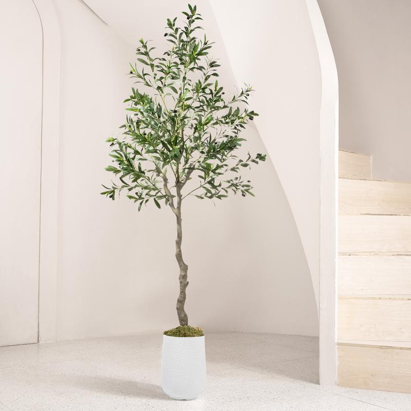 Artificial Olive Tree, 7ft 6ft 5ft, Indoor Simulation Plant - Realistic Large Simulation Potted Tree with 968 Leaves and 46 Fruits - Large Silk Tree for Home Office, Bedroom and Living Room, Christmas Decoration Ornaments