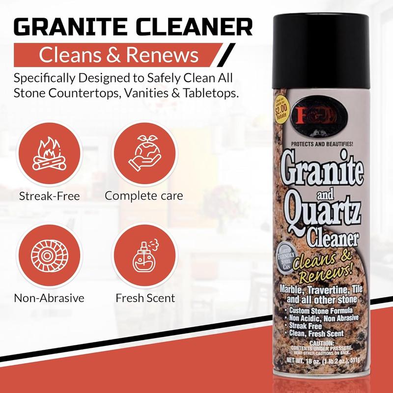 Granite & Quartz Care Kit, 3 count Maintenance Stone Care Combo Kit  Cleans & Renews Marble, Travertine, Tile and All Other Stone, Fresh, Pack of 3, 54.0 Ounce