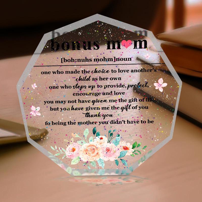 Transparent Nonagon Acrylic Plaque, Modern Sweet Desktop Ornament, Birthday Gift for Mom, to My Love Gift for Mom, Best Heartwarming Gift for Mom, Home Decor, Gifts for Women, Summer for Gifts