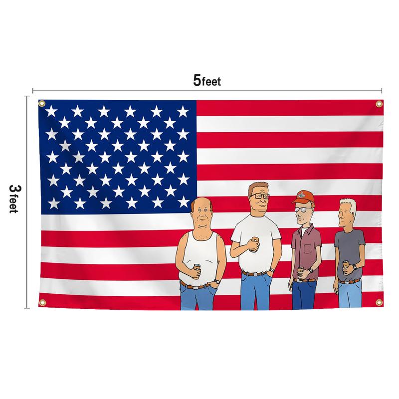 King of the Hill TV Show 3*5FT Funny Animation Comedy American Background Banner Wall Decor with Brass Grommet for College Dormitory Party Indoor Outdoor Decorations