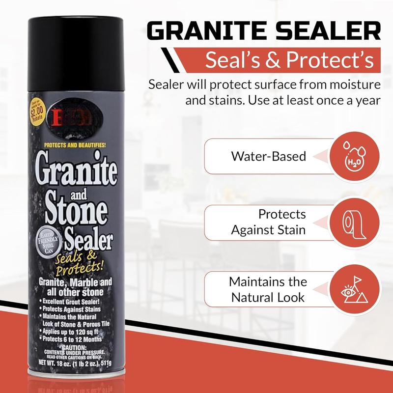 Granite & Quartz Care Kit, 3 count Maintenance Stone Care Combo Kit  Cleans & Renews Marble, Travertine, Tile and All Other Stone, Fresh, Pack of 3, 54.0 Ounce