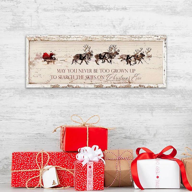 Wooden Christmas Themed Hanging Sign, 1 Count Vintage Style Hanging Plaque, Wall Decor for Home Living Room Bedroom