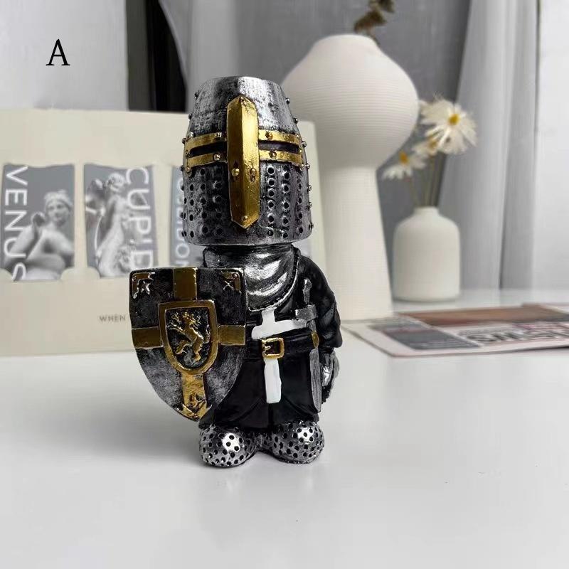 Medieval Guard Knight Design Resin Ornament, 1 Count Creative Knight Themed Resin Statue, Desktop Decoration for Office Home