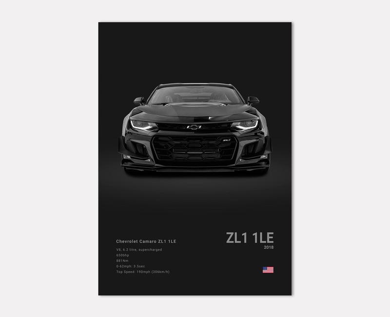 Chevrolet Camaro ZL1 1LE Poster No Framed Prints, Gifts For Men, Vintage Cars Posters, Car Lovers Gifts, Car Wall Art Room Decor